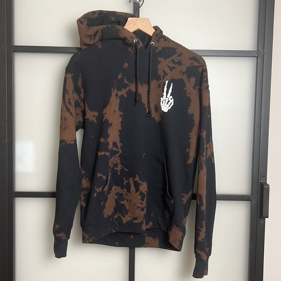 Artist Union Clothing Co. Other - Artist Union Bleach Tie Dye Skeleton Hand Hoodie Size Medium